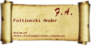 Foltinszki Andor névjegykártya